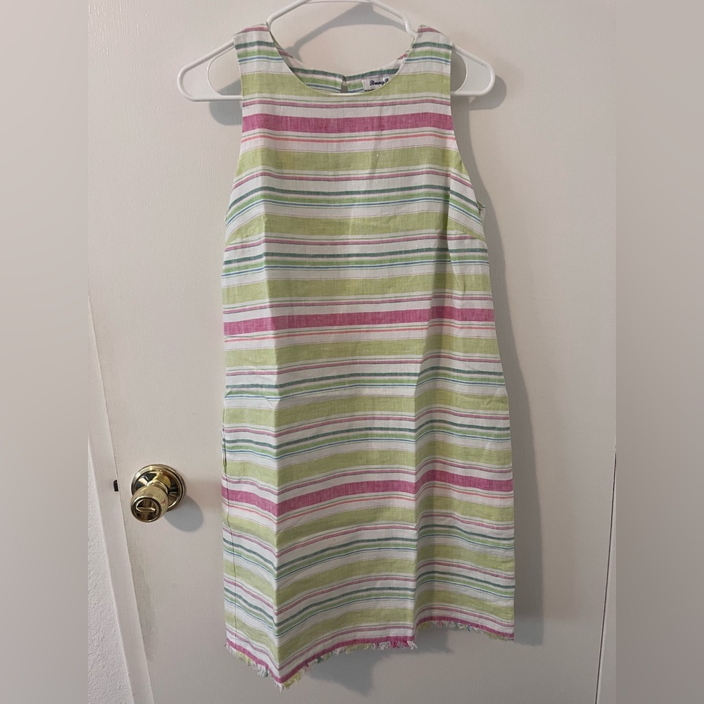 Tommy Bahama Tulum Stripe Linen Shift Dress Sleeveless Striped Small
